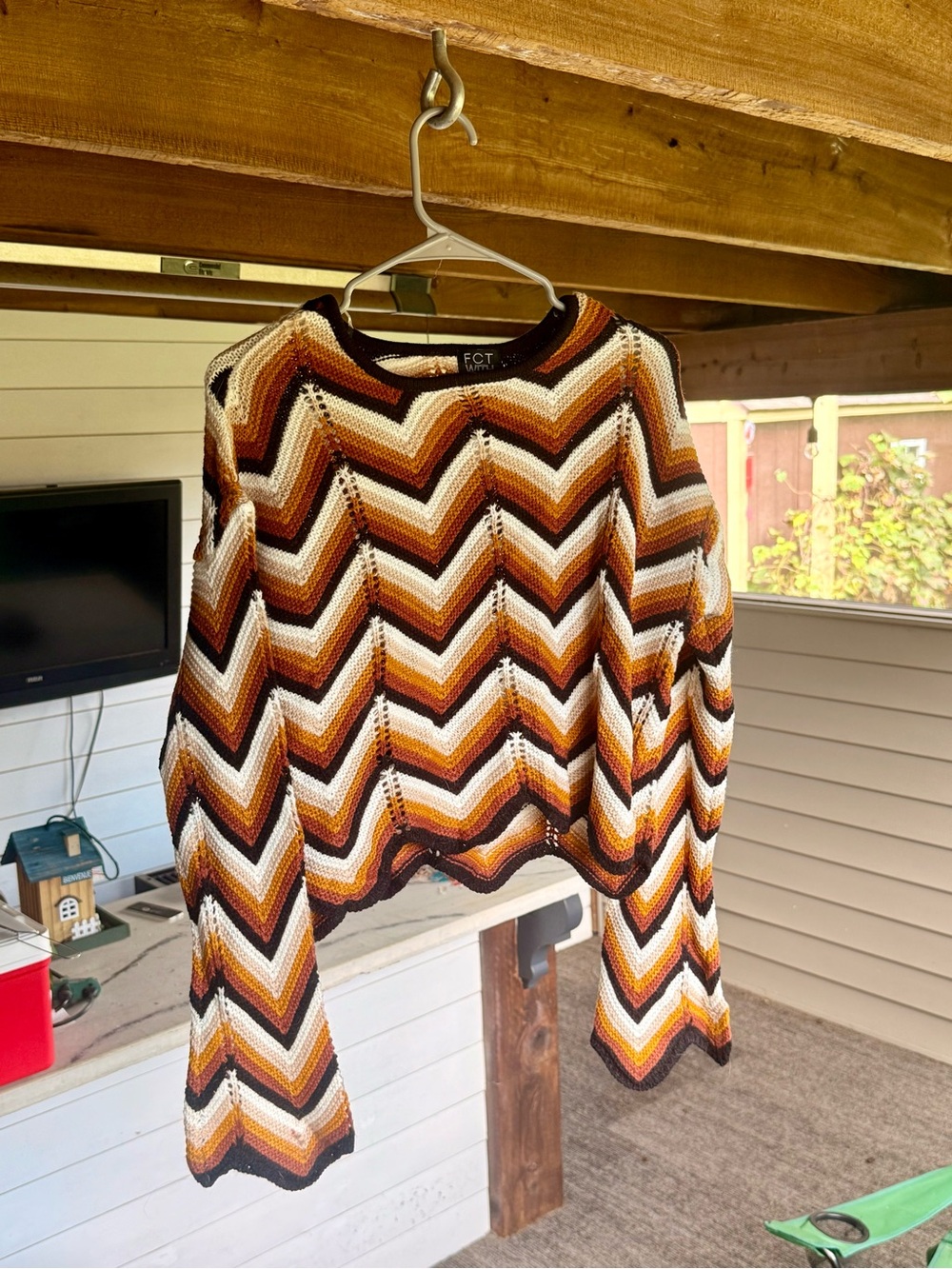 FCT Chevron Knit Long Sleeve Sweater - Brown Multi